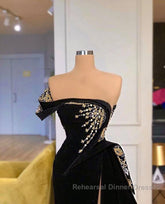 Gorgeous Strapless Split Front A-line Semi Formal Prom Dresses With Beading